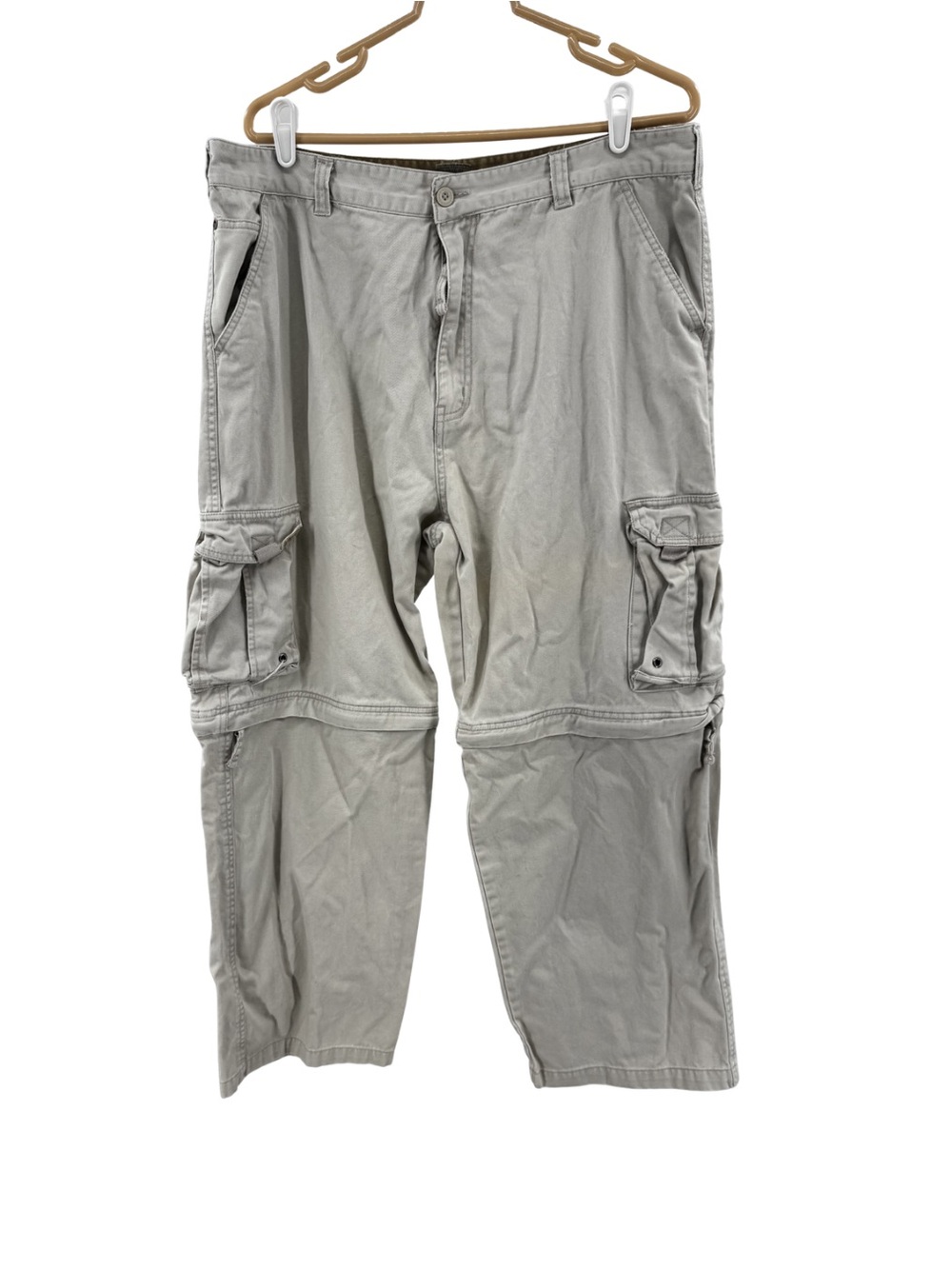 Plugg Men's convertible Cargo Pants Tan 38x30 utility casual cotton skate